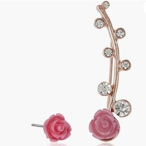 Betsey Johnson Pink Rose Stud & Ear Cuff